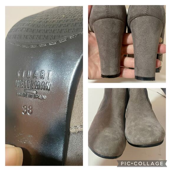 Stuart Weitzman Highland Boots Over the Knee Thigh High Gray Block Heel sz 38 - Picture 8 of 16